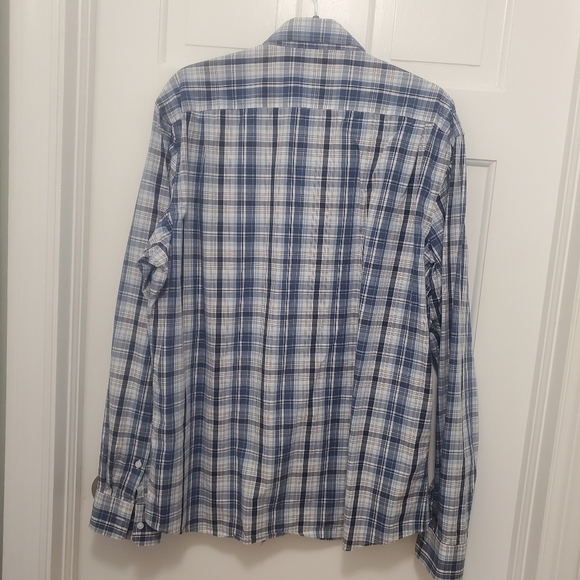 Black Brown 1826 Navy Plaid Button Front Long Sleeve Shirt 100% cotton, Size XL - Picture 5 of 6